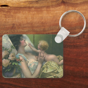 Vintage Mother's Day, Victorian Mum with Baby Key Ring