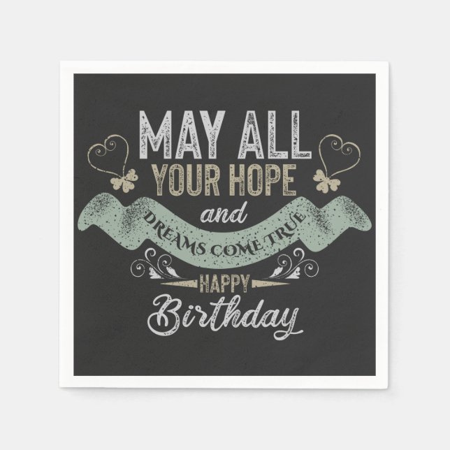 Vintage Motivational Happy birthday wishes Napkin (Front)