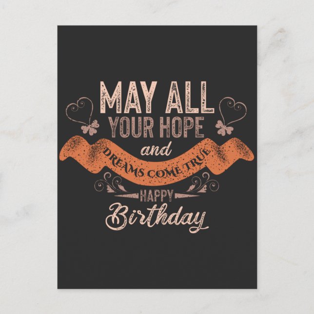 Vintage Motivational Happy birthday wishes Postcard (Front)