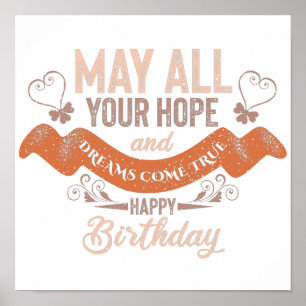 Vintage Motivational Happy birthday wishes Poster