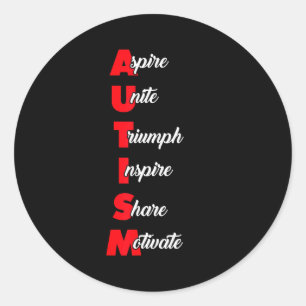 Vintage Motivational Quote For Autism Awareness Gi Classic Round Sticker