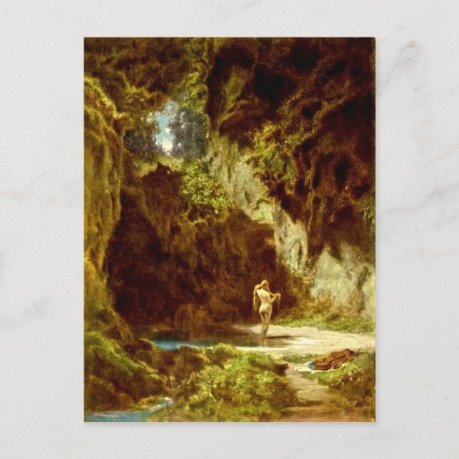 Vintage-Motive  bathing Nymph Postcard (Front)