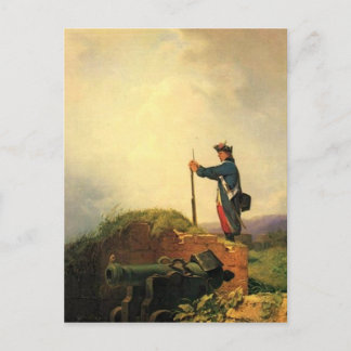 Vintage Motive - Yawning Cannon Soldier Postcard
