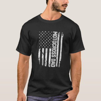 Vintage Motocross Dad USA Flag Retro Fathers Day D T-Shirt
