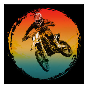 vintage motocross dirt bike rider motorcycle poster