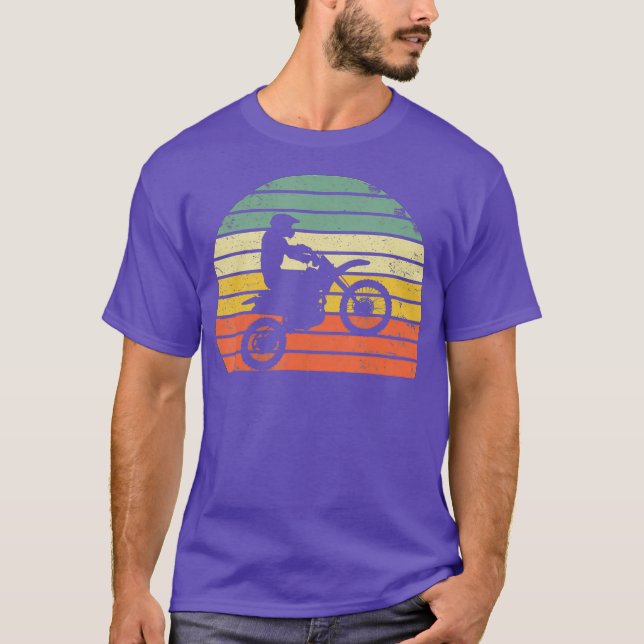 Vintage Motocross Dirt Bike Silhouette Retro T-Shirt (Front)