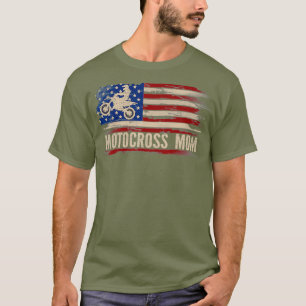 Vintage Motocross Mum American USA Flag Dirt T-Shirt