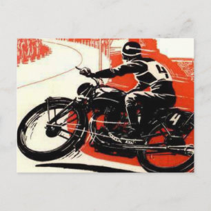 Vintage Motor Bike Race Postcard