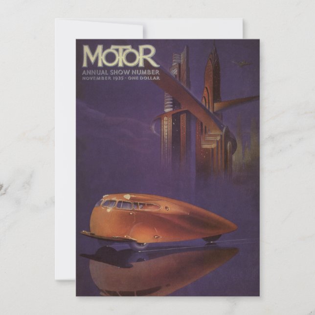 Vintage Motor Magazine Cover, Futuristic City Car (Front)