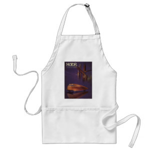 Vintage Motor Magazine Cover, Futuristic City Car Standard Apron