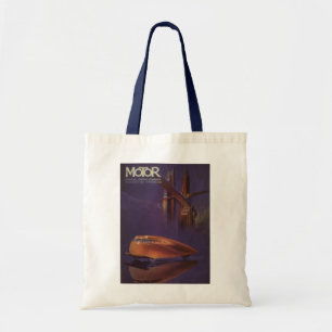 Vintage Motor Magazine Cover, Futuristic City Car Tote Bag