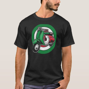 Vintage Motor Scooter In Italy Flag Colours T-Shirt