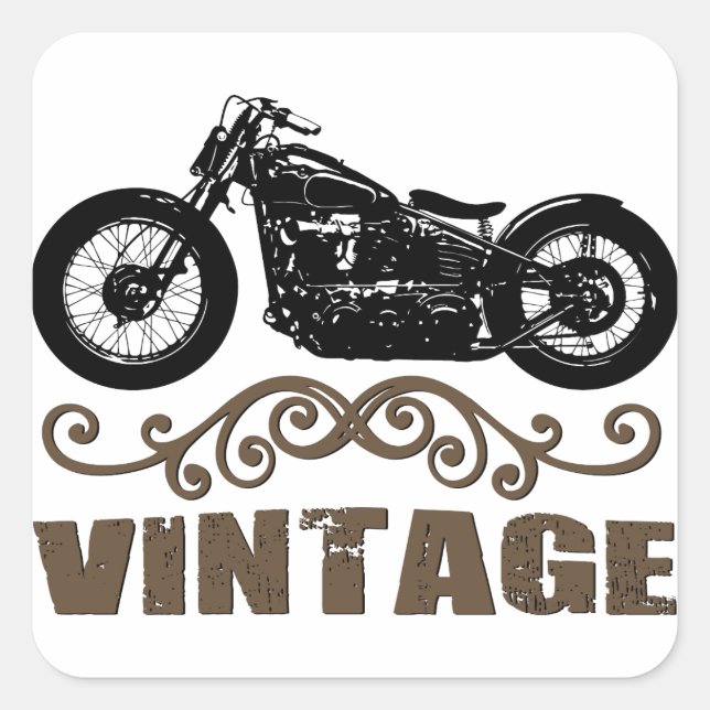 Vintage Motorbike Square Sticker (Front)