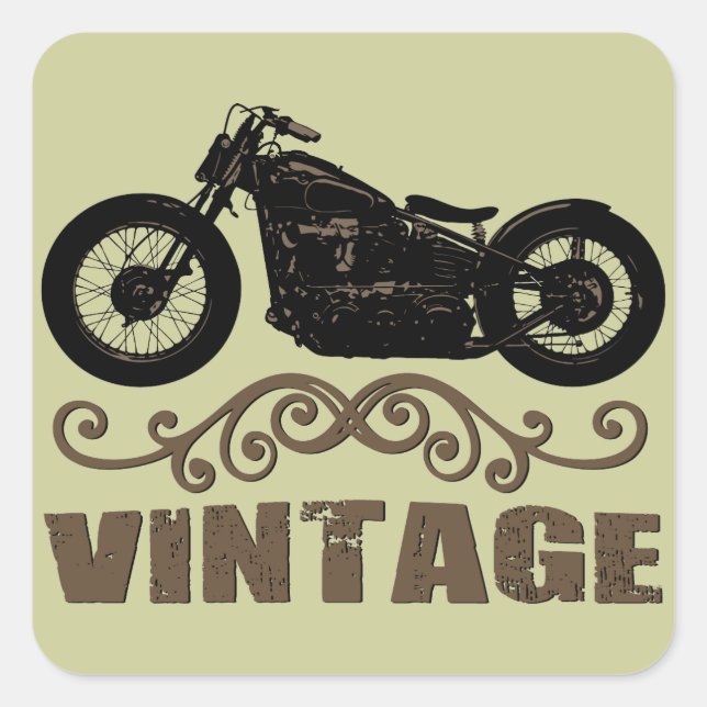 Vintage Motorbike Square Sticker (Front)