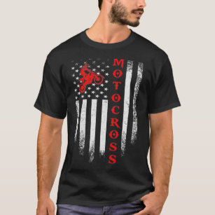 Vintage  Motorcross Dirt Bike American Flag Patrio T-Shirt