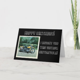 VINTAGE MOTORCYCLE 1969 TRICKED OUT YELLOW W/ BAGS CARD