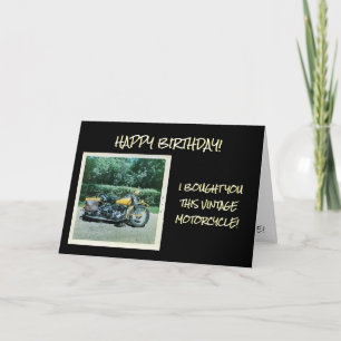 VINTAGE MOTORCYCLE 1969 TRICKED OUT YELLOW W/ BAGS CARD