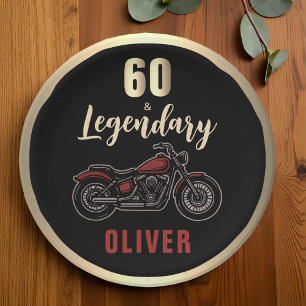 Vintage Motorcycle 60th Birthday Bike Party Paper Plate