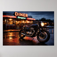 Vintage Motorcycle & American Diner