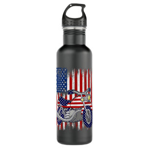 Vintage Motorcycle American Flag Motorcyclist 4th 710 Ml Water Bottle