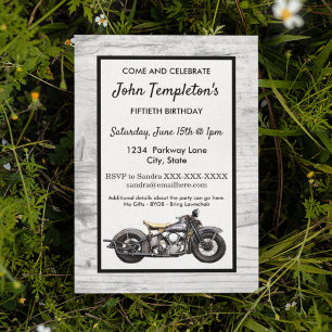 Vintage Motorcycle Antique Birthday Party Men's  Invitation