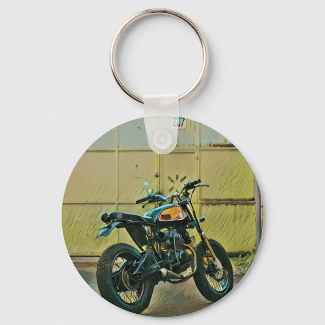 Vintage motorcycle art key ring (Front)