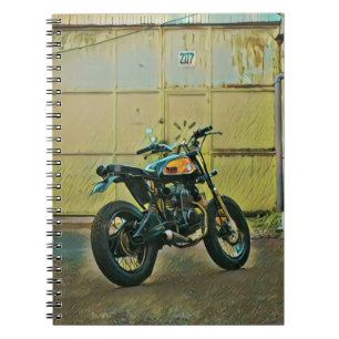 Vintage motorcycle art notebook
