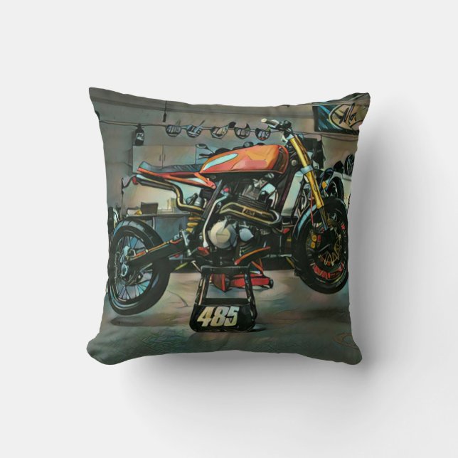 vintage motorcycle artwork cushion (Front)