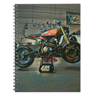 vintage motorcycle artwork notebook