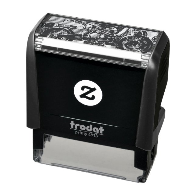 vintage motorcycle artwork self-inking stamp (Product)