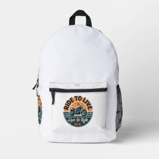 "Vintage Motorcycle Backpack Ride to Live-1918
