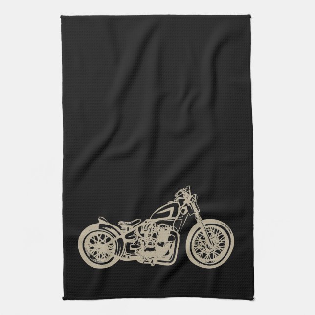 Vintage motorcycle bar or man cave tea towel (Vertical)