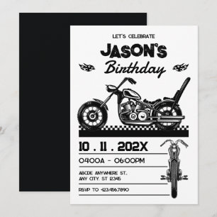 Vintage Motorcycle biker birthday Invitation