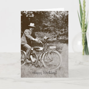 Vintage motorcycle birthday card