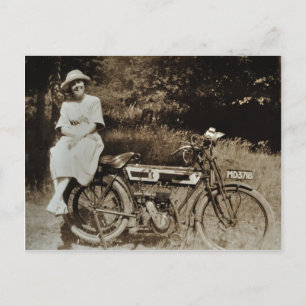 Vintage motorcycle c1920s sepia postcard