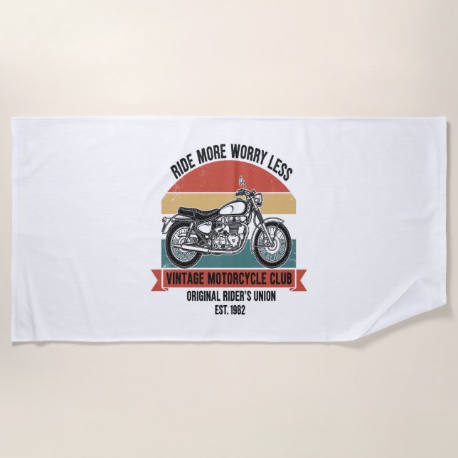Vintage Motorcycle Club Est. 1982 Beach Towel (Front)