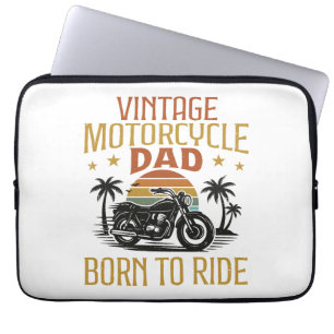 vintage motorcycle dad born to ride laptop sleeve