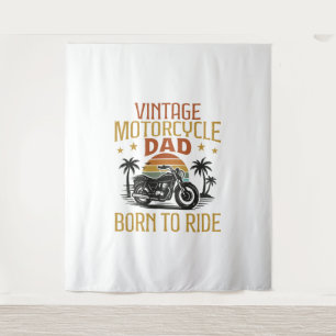 vintage motorcycle dad born to ride tapestry