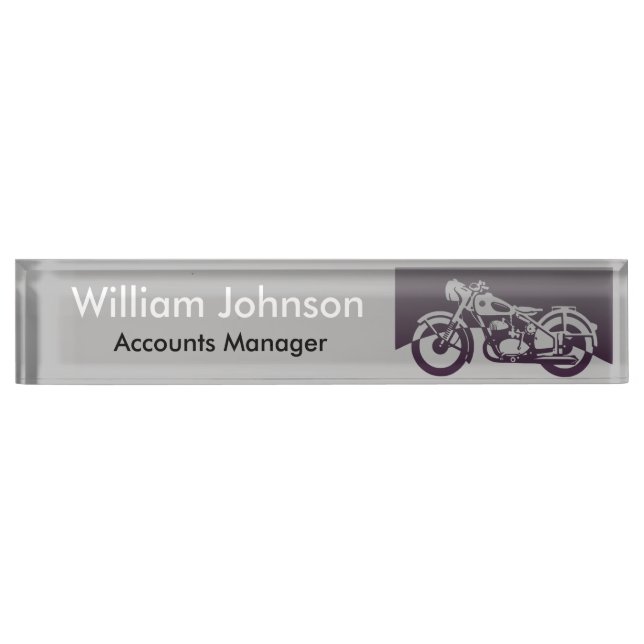 Vintage Motorcycle Desk Name Plate (Front)