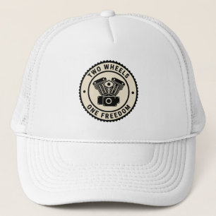Vintage Motorcycle Engine Freedom Emblem Trucker Hat