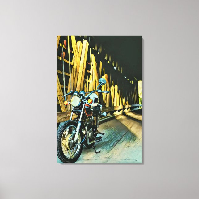 Vintage motorcycle gift canvas print (Front)
