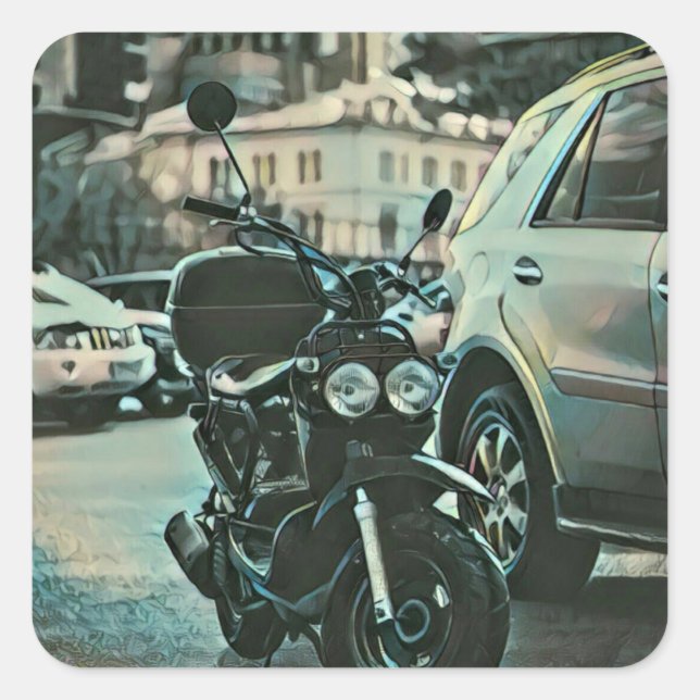 Vintage motorcycle gift square sticker (Front)