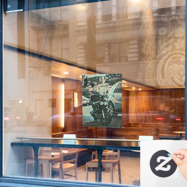 Vintage motorcycle gift window cling (Cafe Window)