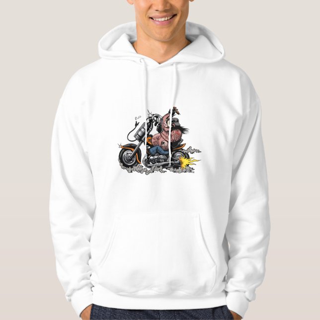 Vintage Motorcycle Graphic Illustration - Retro Bi Hoodie (Front)