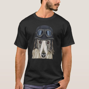 Vintage Motorcycle Helmet Borzoi T-Shirt