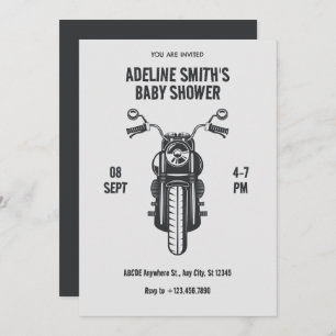 Vintage motorcycle icon baby shower invitation