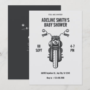 Vintage motorcycle icon baby shower invitation