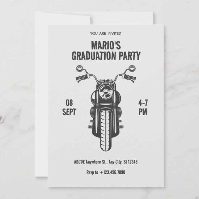 Vintage motorcycle icon Graduation party Invitation (Front)