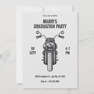 Vintage motorcycle icon Graduation party Invitation