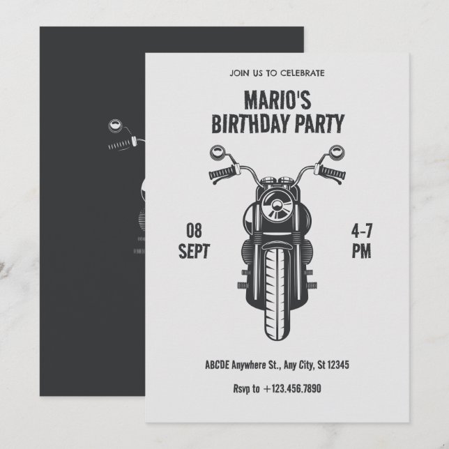 Vintage motorcycle icon  invitation (Front/Back)
